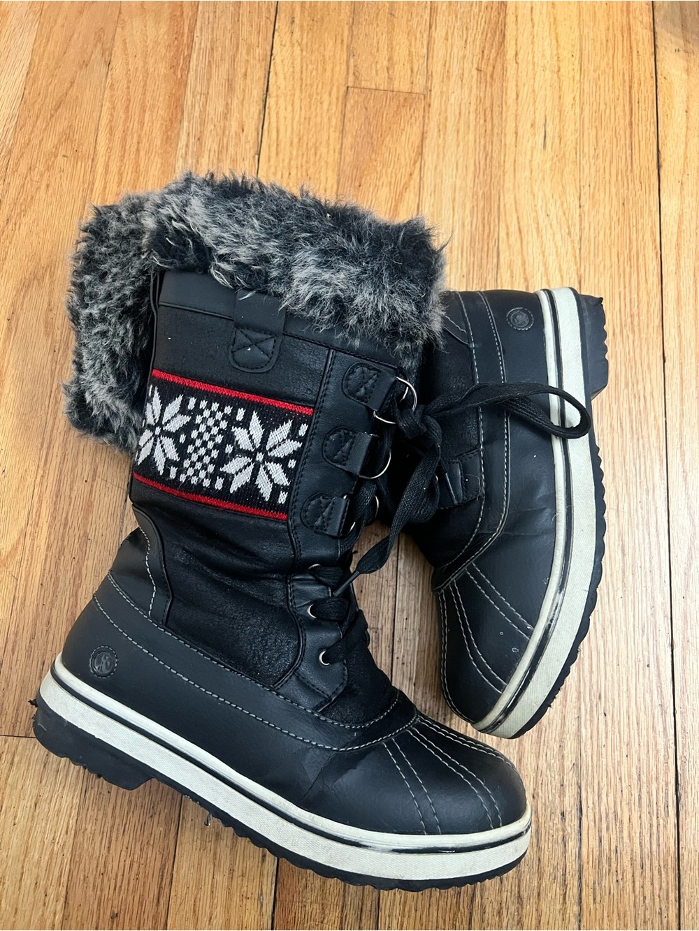 Northside Women's Brookelle Black Winter Fur-Trim Snow Boots